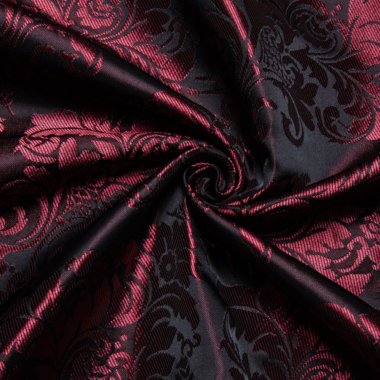 Maroon Floral Silk Men's Long Sleeve Shirt