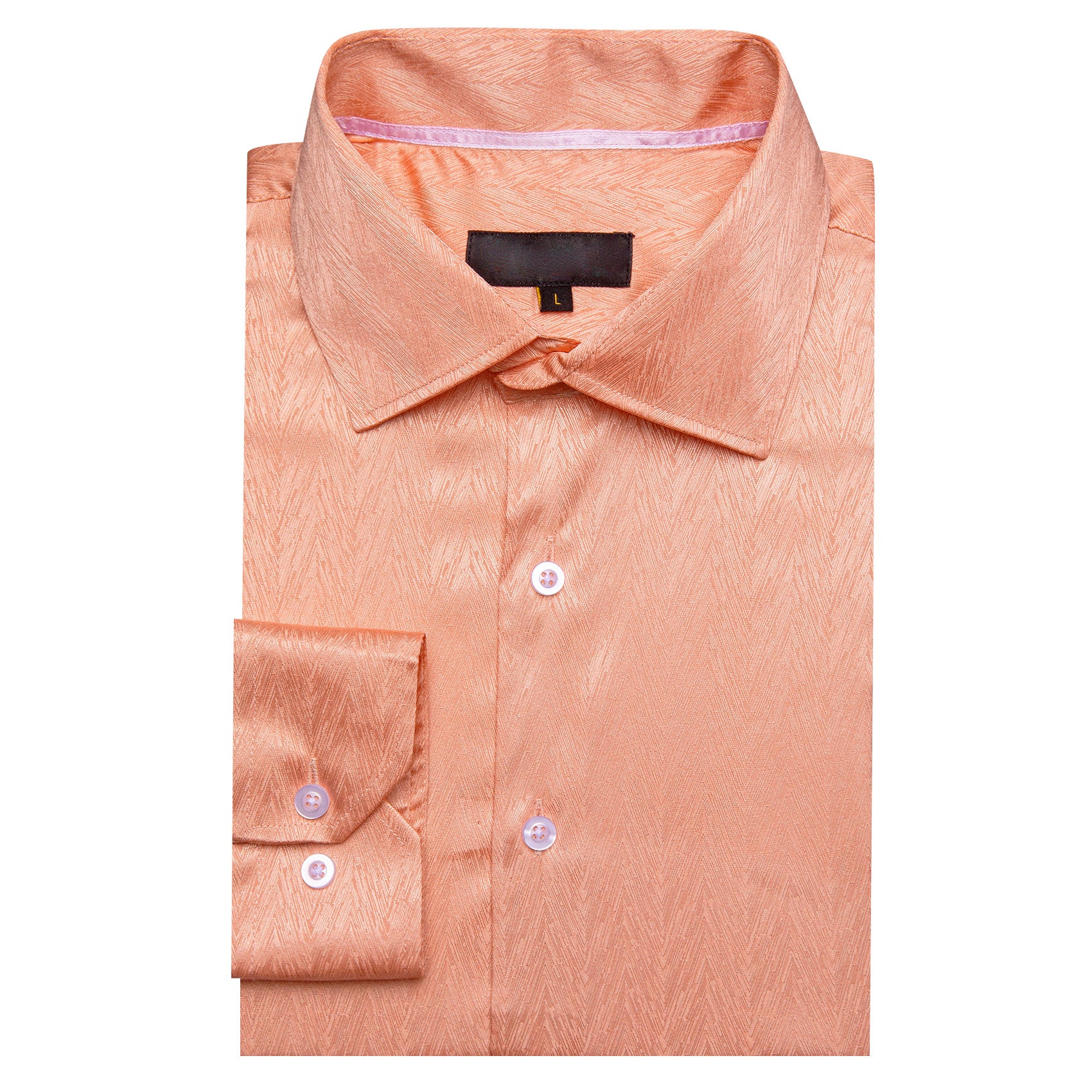 Pale Orange Novelty Silk Men's Long Sleeve Shirt