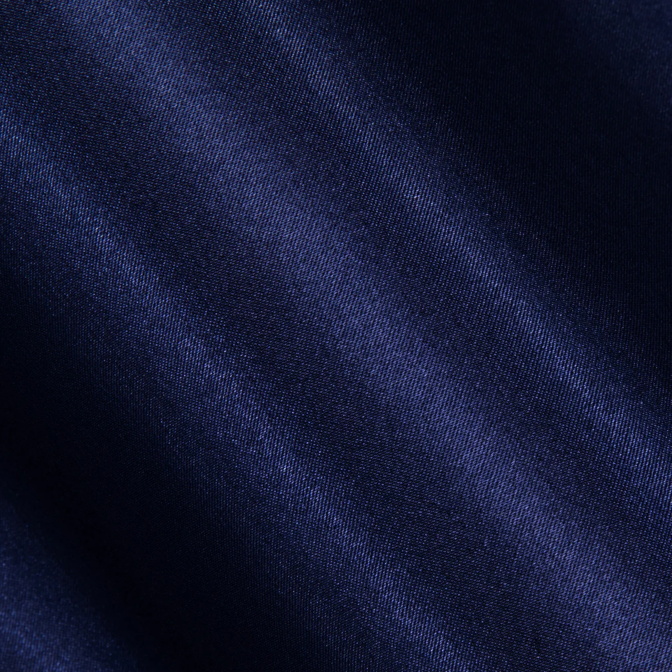 Navy Blue Solid Silk Men's Long Sleeve Shirt