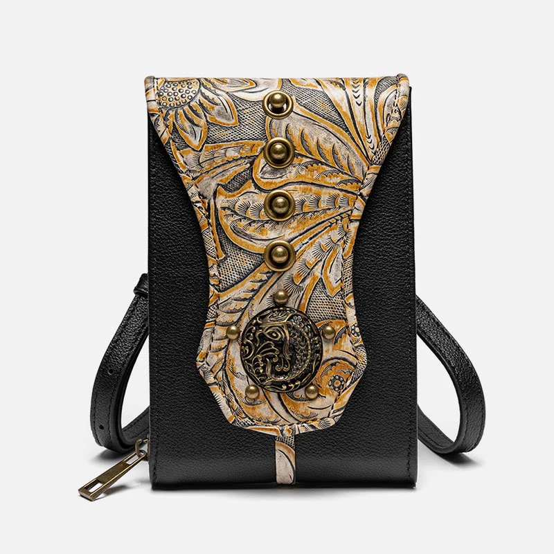 Vintage Phone Bag For Women Rivets Belt Bag Crossbody Bag