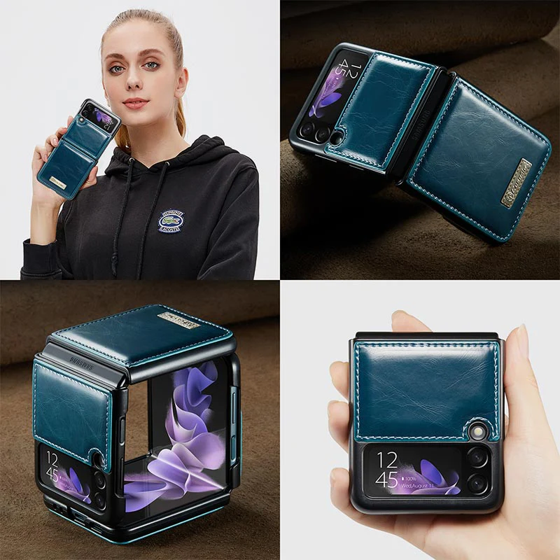 Samsung Galaxy Z Flip 3, Z Flip 4 Phone Case Handmade Leather Phone Bag