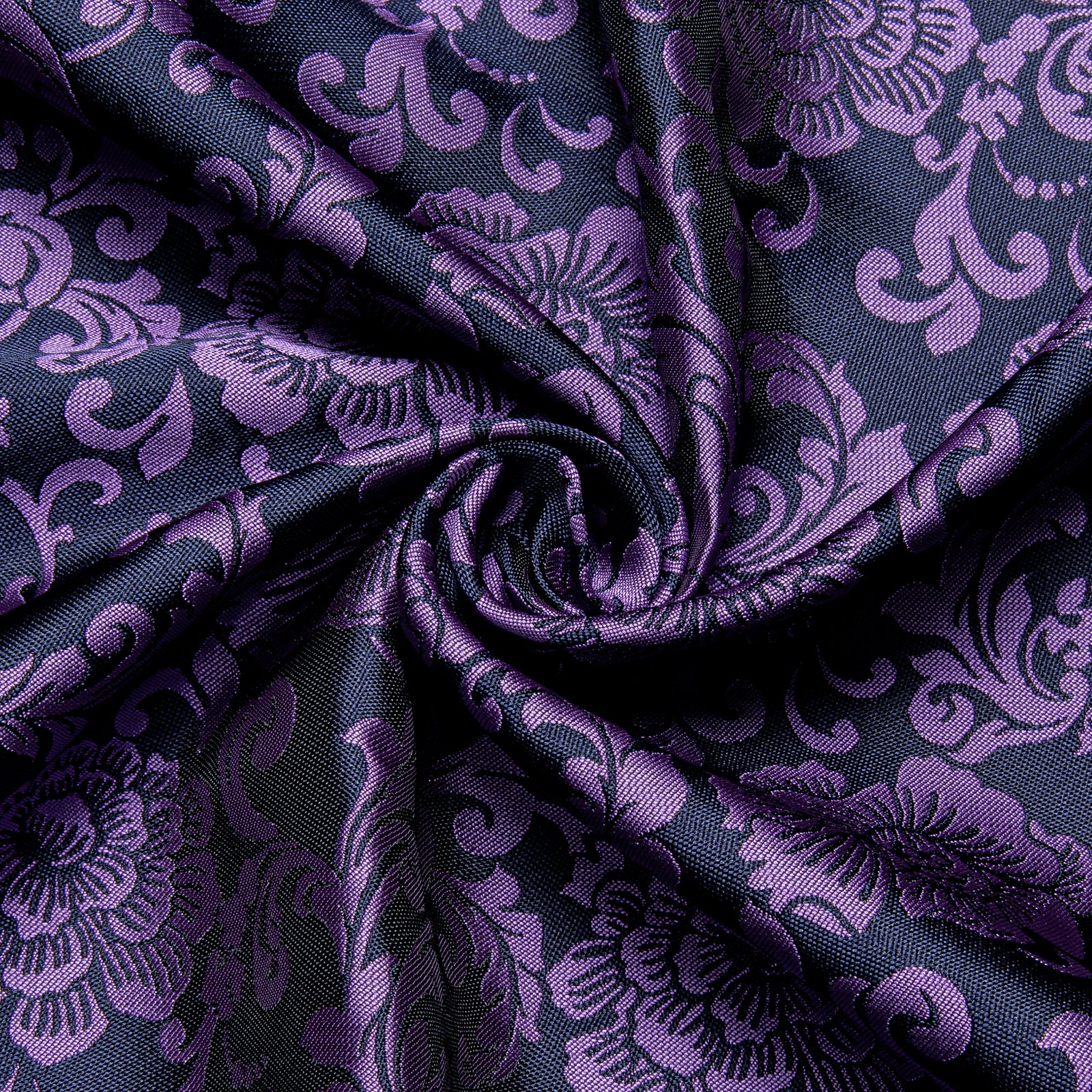 Black Purple Floral Silk Men's Long Sleeve Shirt