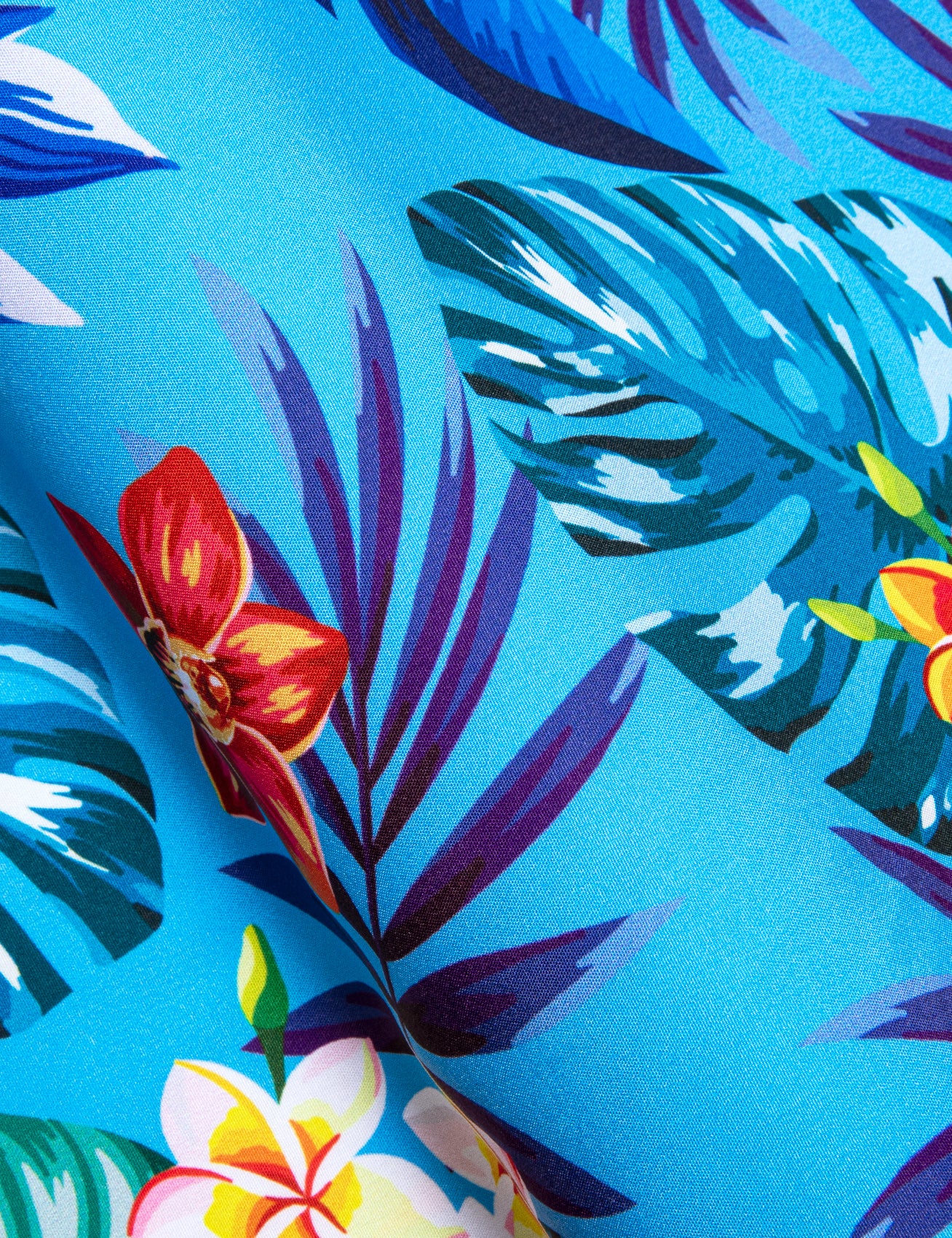 Cerulean Shirt Red Orange Floral Men's Short Sleeve Summer Shirt