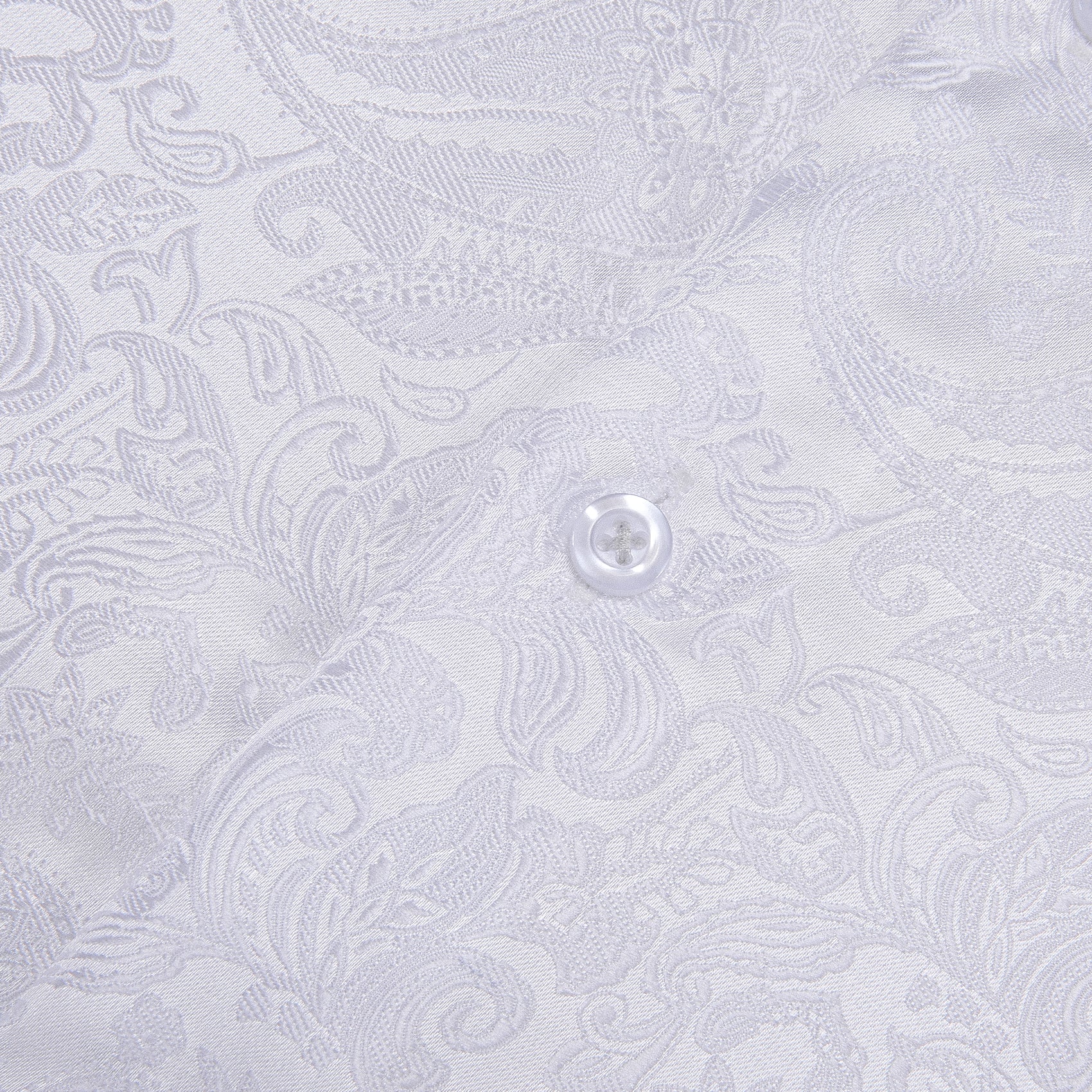 White Paisley Silk Men's Long Sleeve Shirt