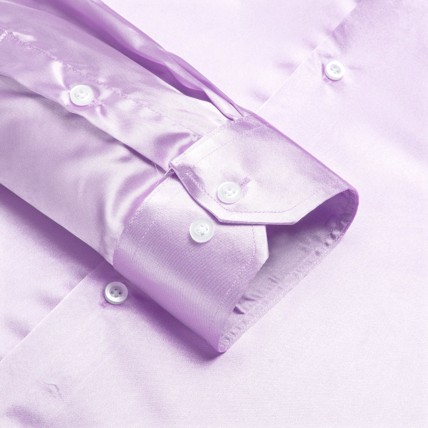 Lavender Purple Solid Satin Men's Long Sleeve Shirt