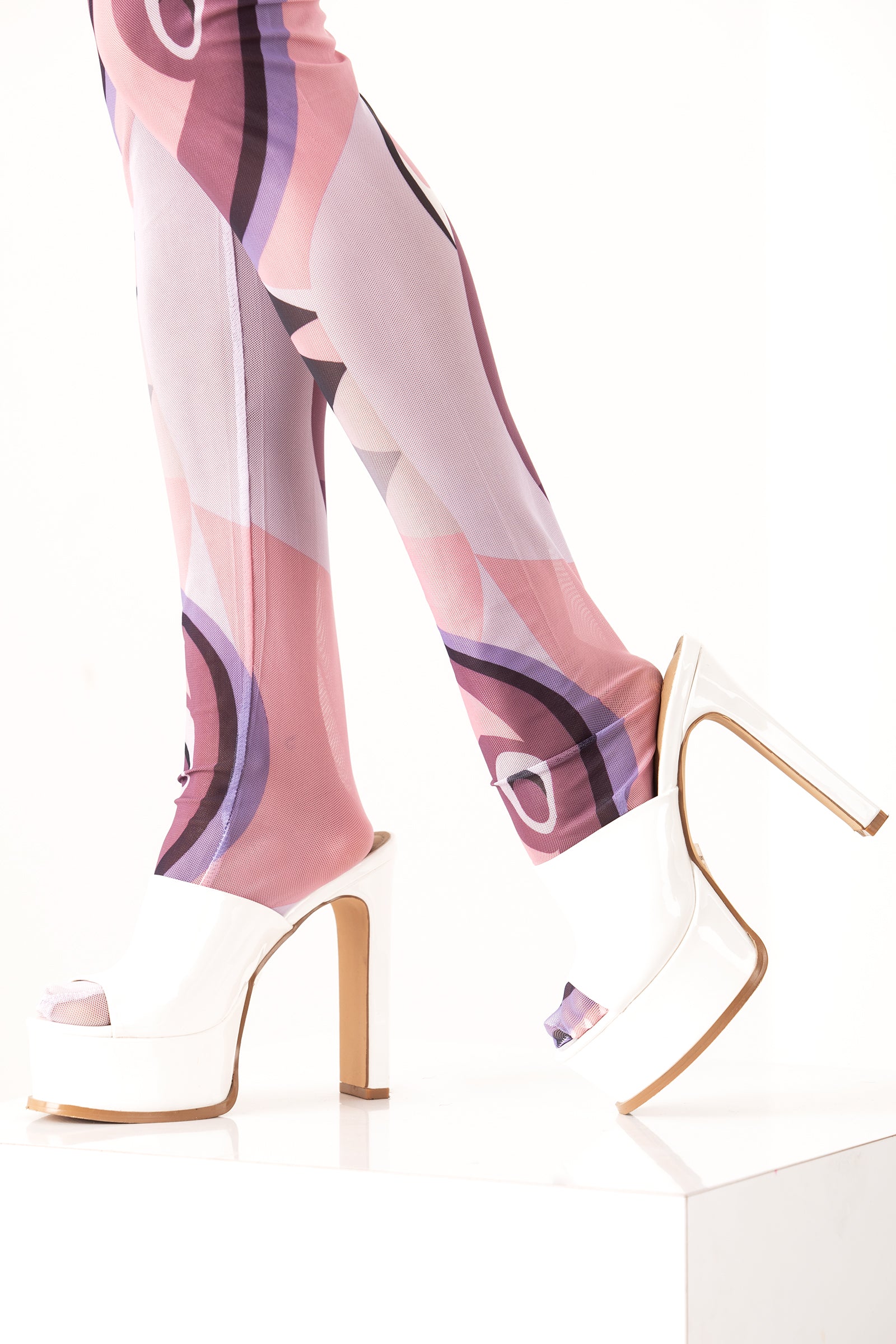 White Pu Platform Heel