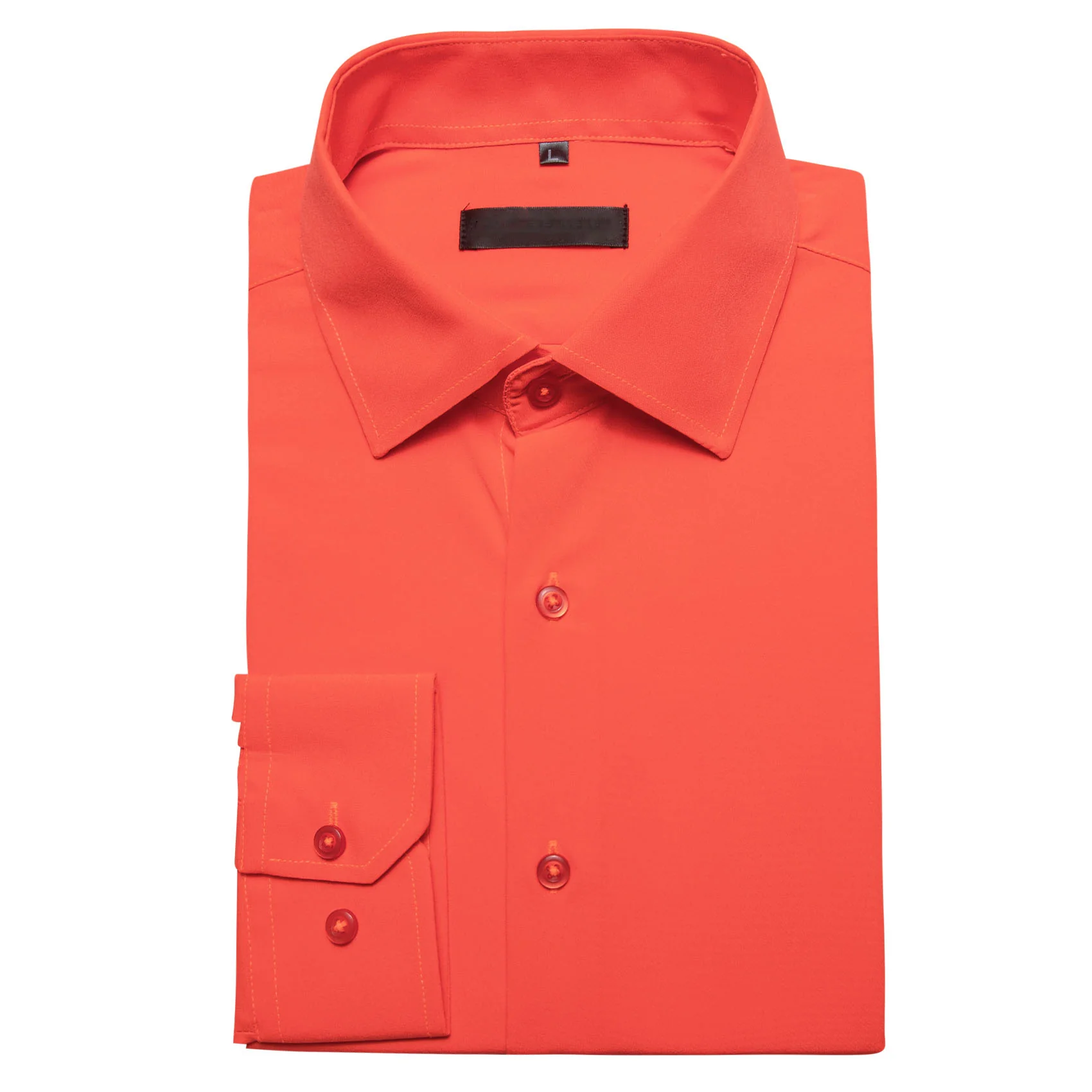 Light Orange Solid Silk Men's Long Sleeve Shirt