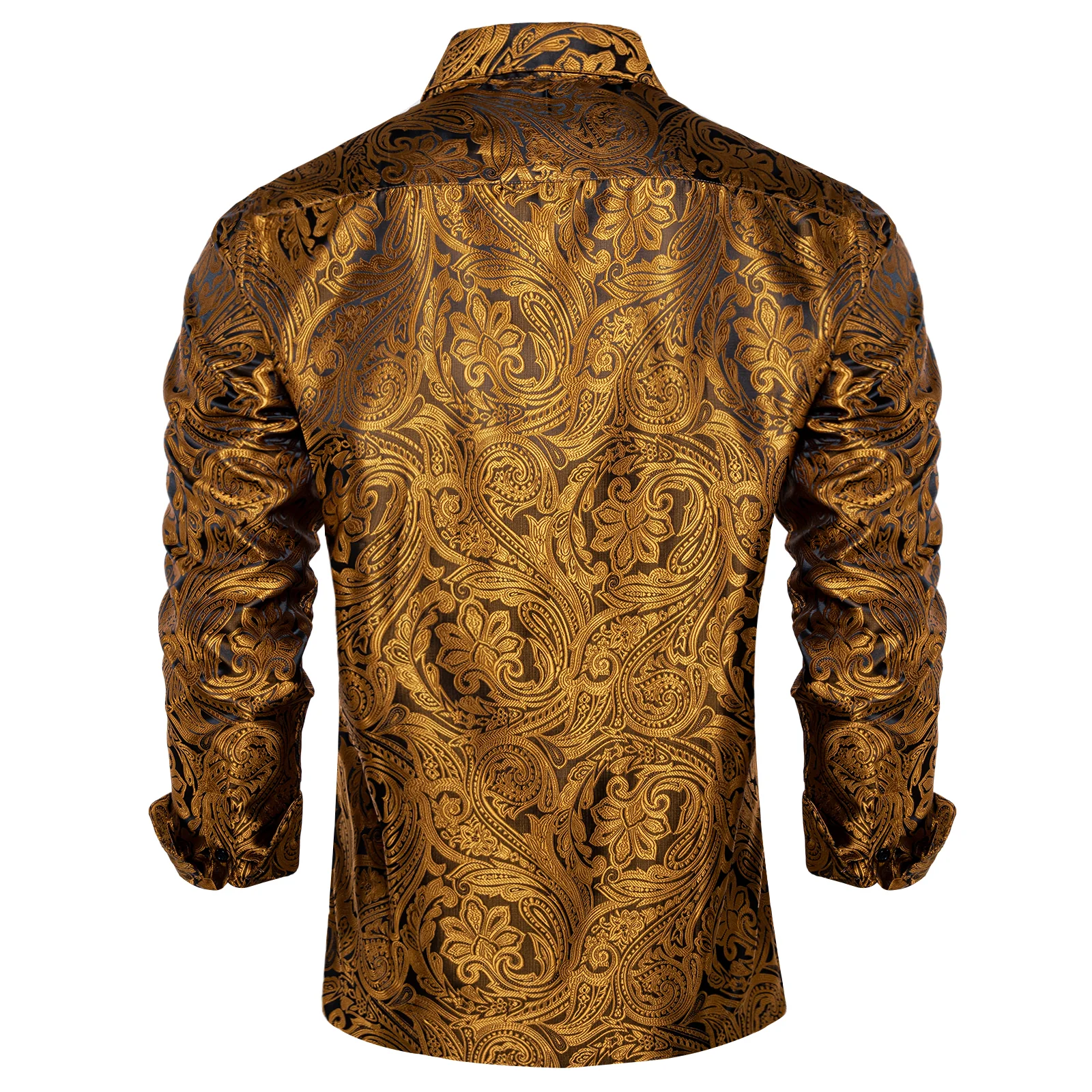 Black Golden Paisley Men's Long Sleeve Shirt