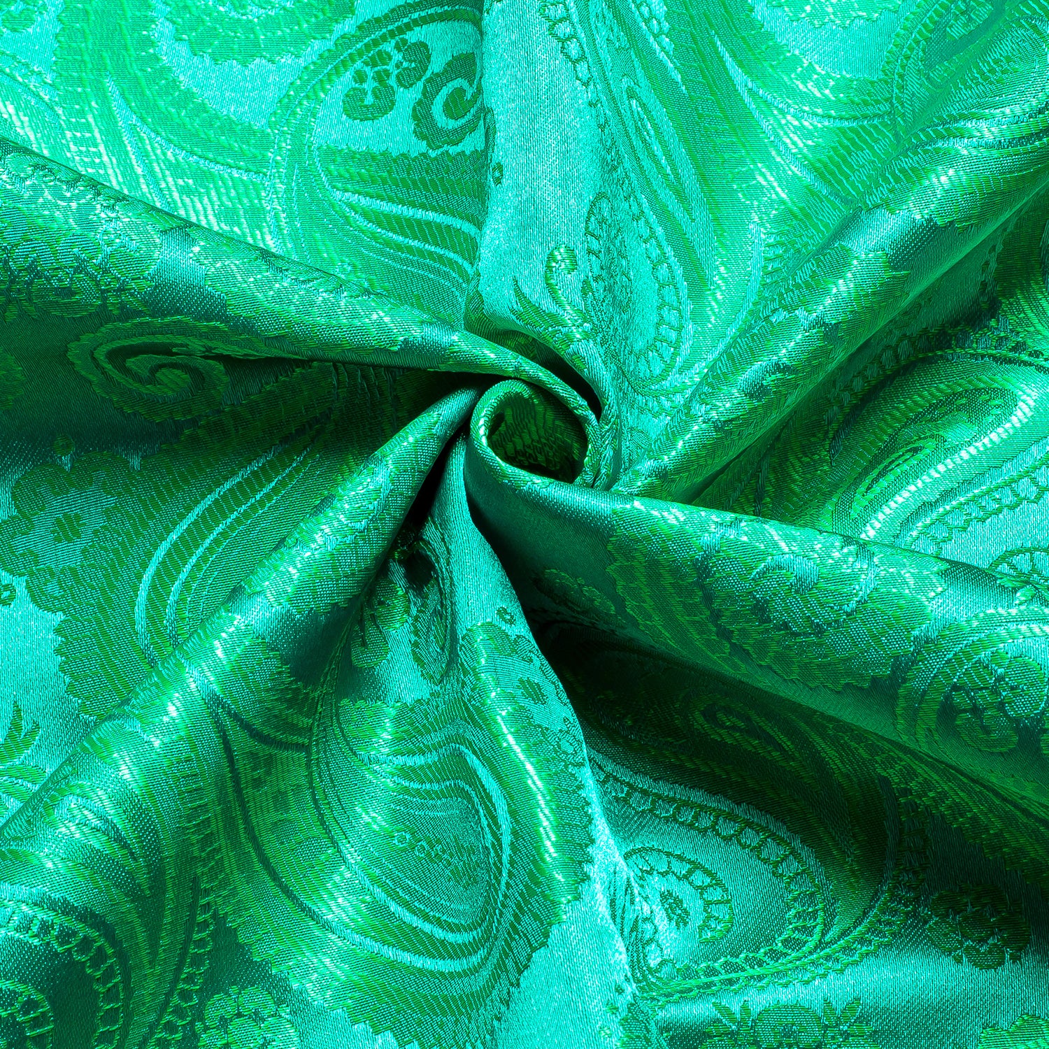 Green Paisley Pattern Silk Men's Long Sleeve Shirt