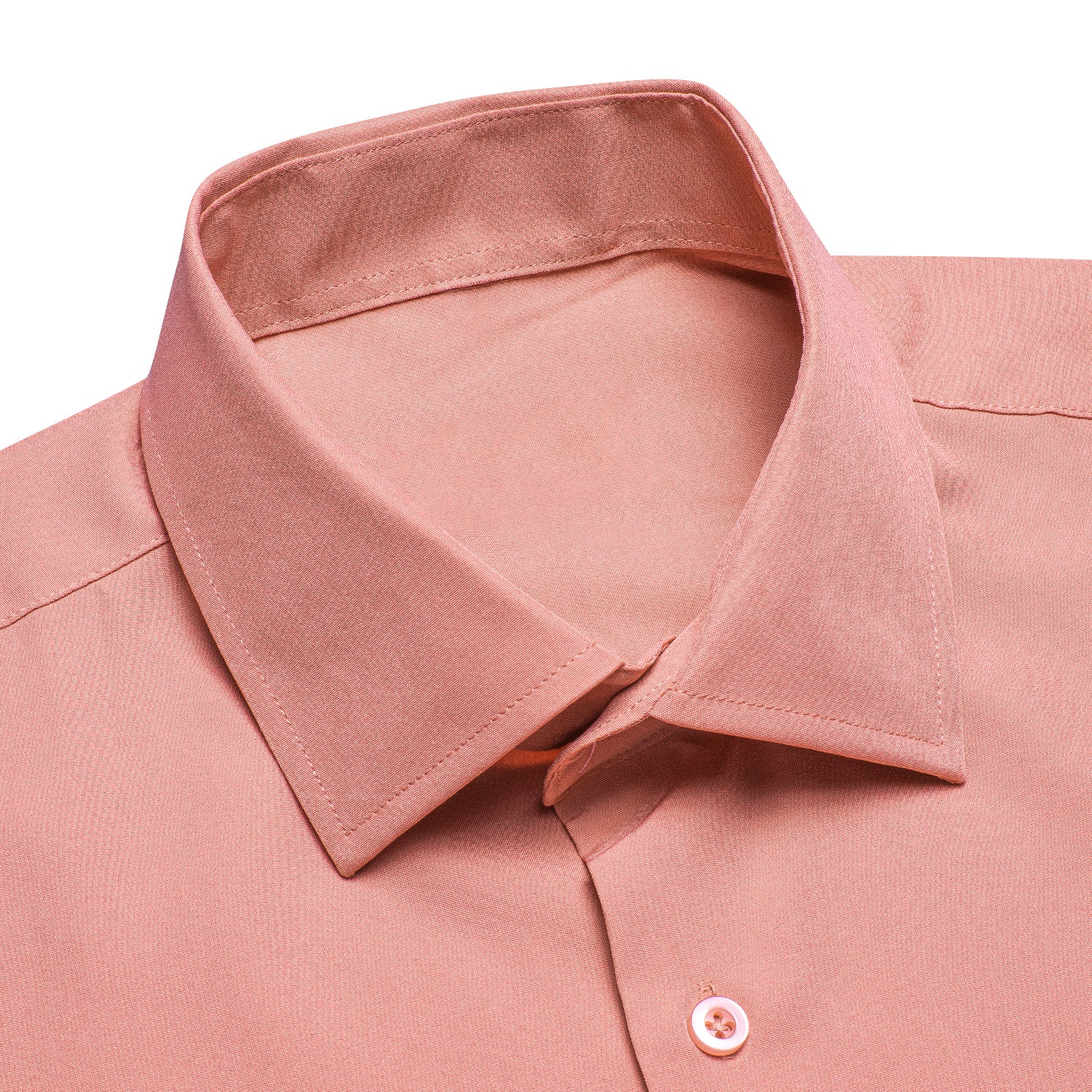 New Flesh Pink Solid Men's Long Sleeve Cotton Shirt