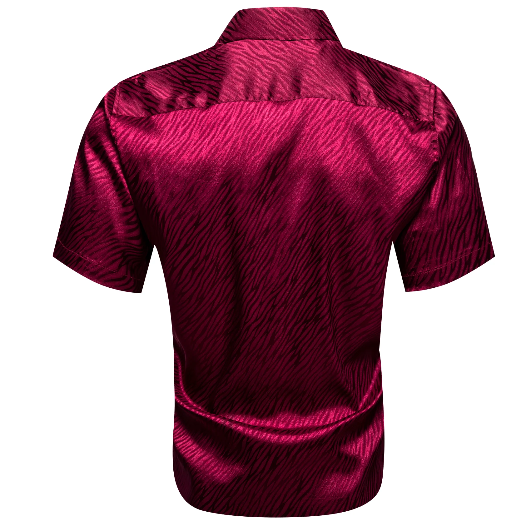 Burgundy Novelty Silk Men's Short Sleeve Shirt