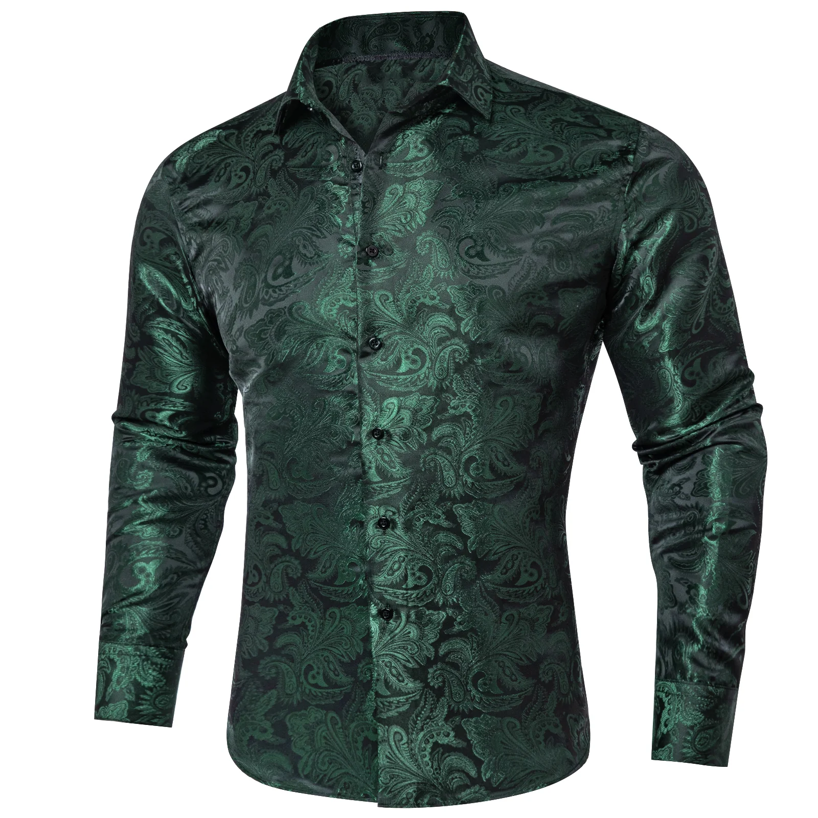 Olive Green Paisley Long Sleeve Shirt