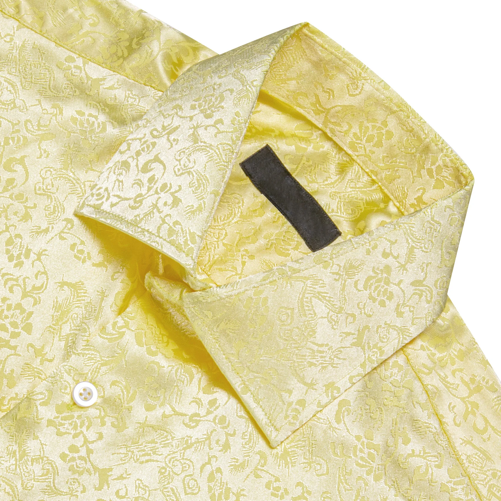 Pale Yellow Floral Men's Long Sleeve Shirt