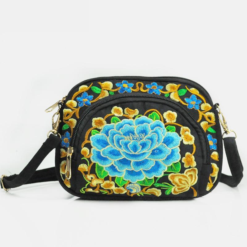 Embroidery Small Crossbody Bag Cell Phone Pouch
