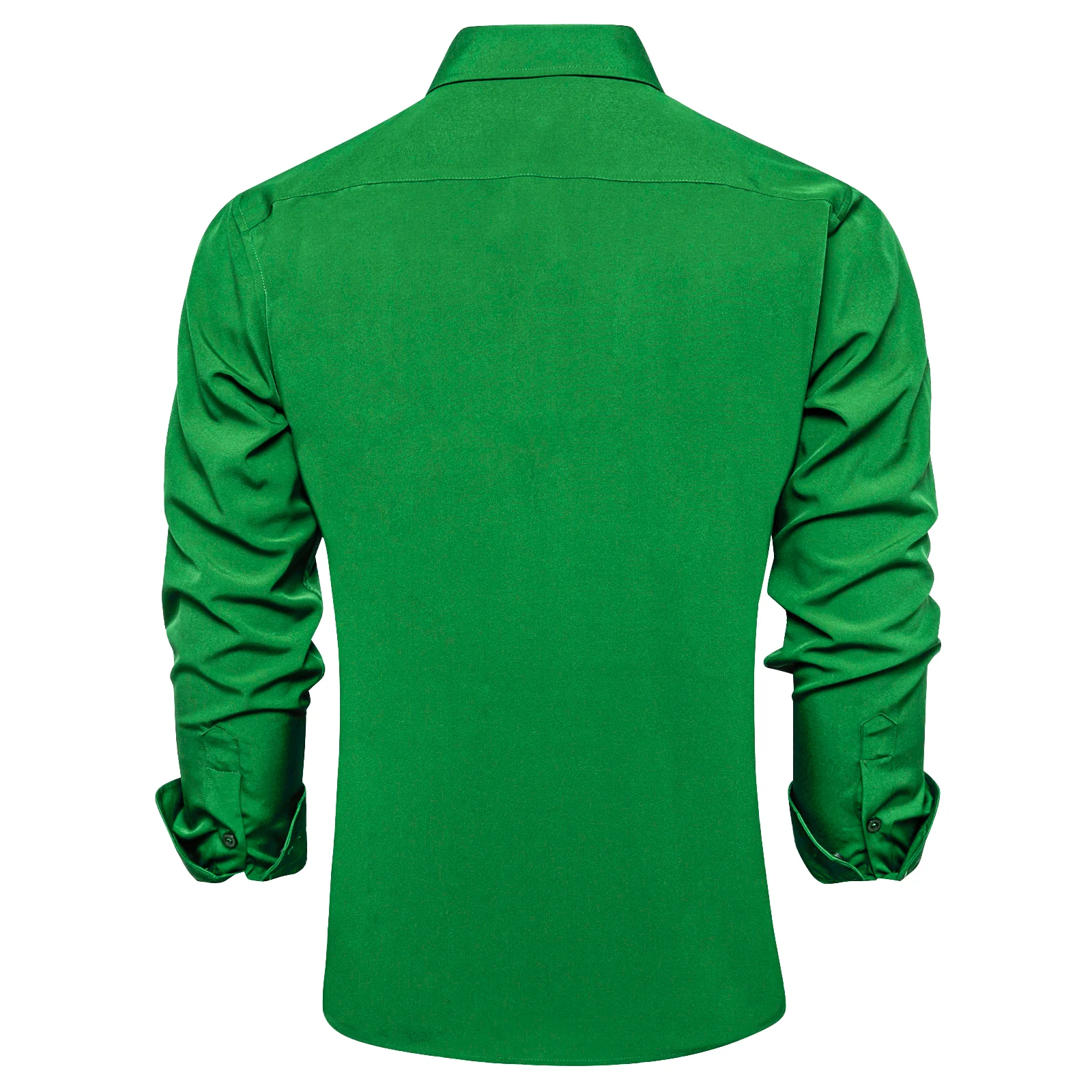 Parekeet Green Solid Silk Men's Long Sleeve Shirt