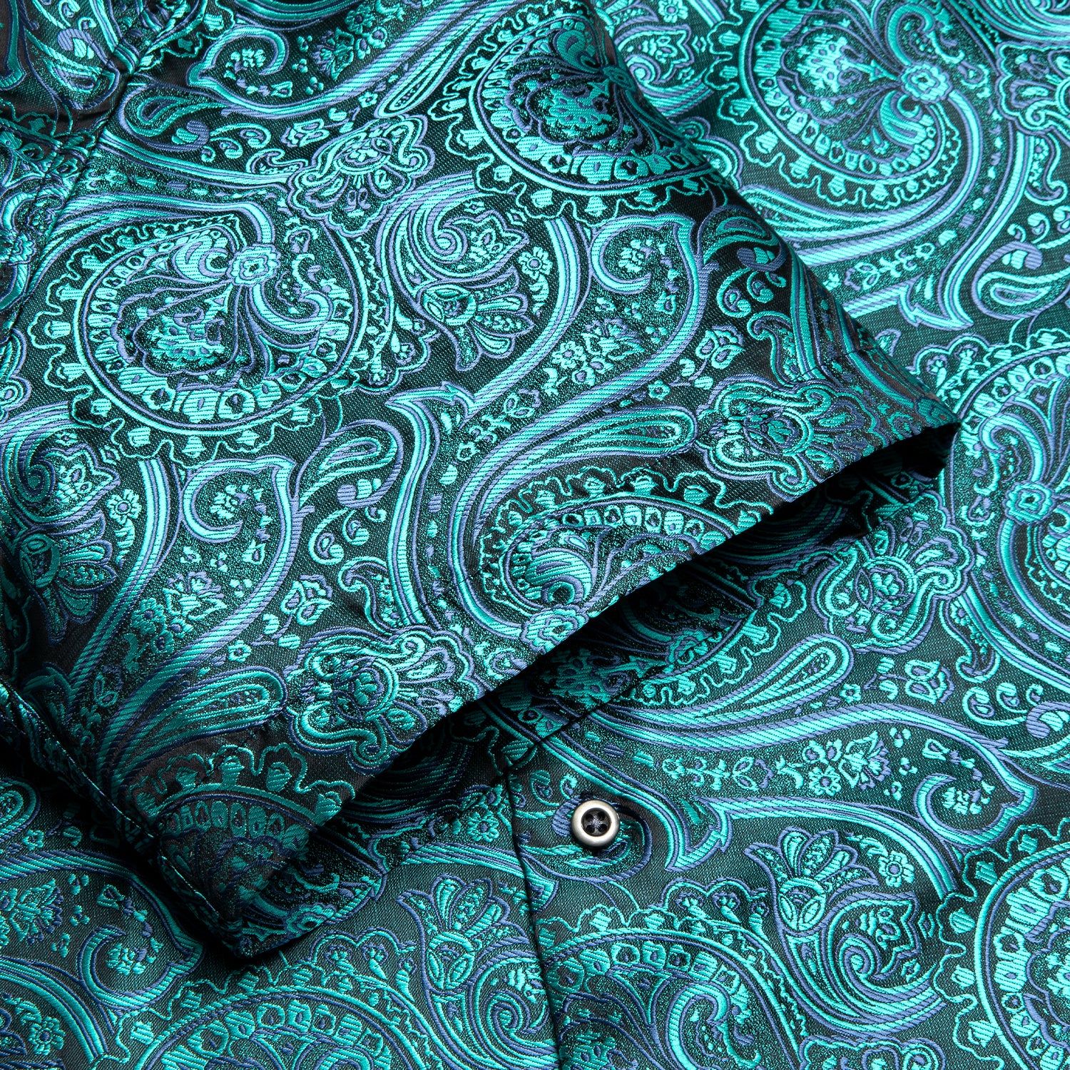 New Lake Green Paisley Silk Men's Short Sleeve Shirt