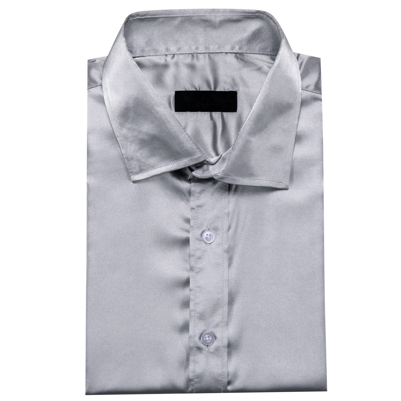 Sliver Grey Solid Silk Men's Long Sleeve Shirt