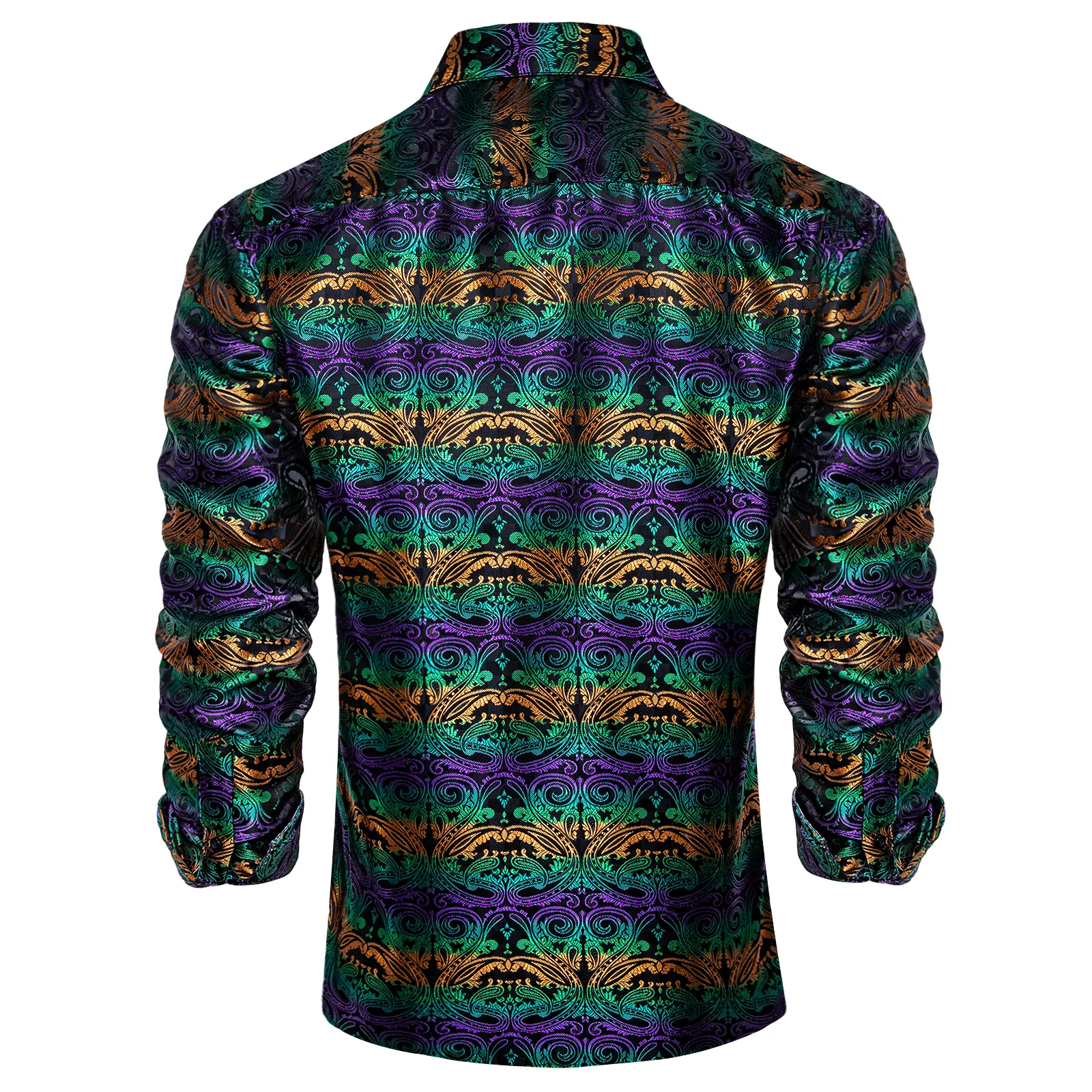 Black Orange Green Floral Men's Long Sleeve Shirt