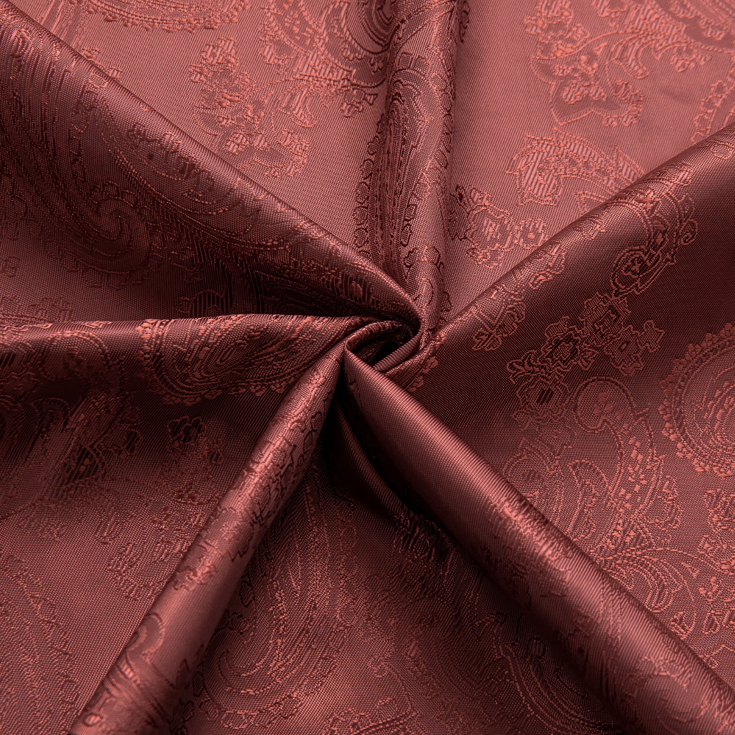 New Red Brown Paisley Silk Men's Long Sleeve Shirt