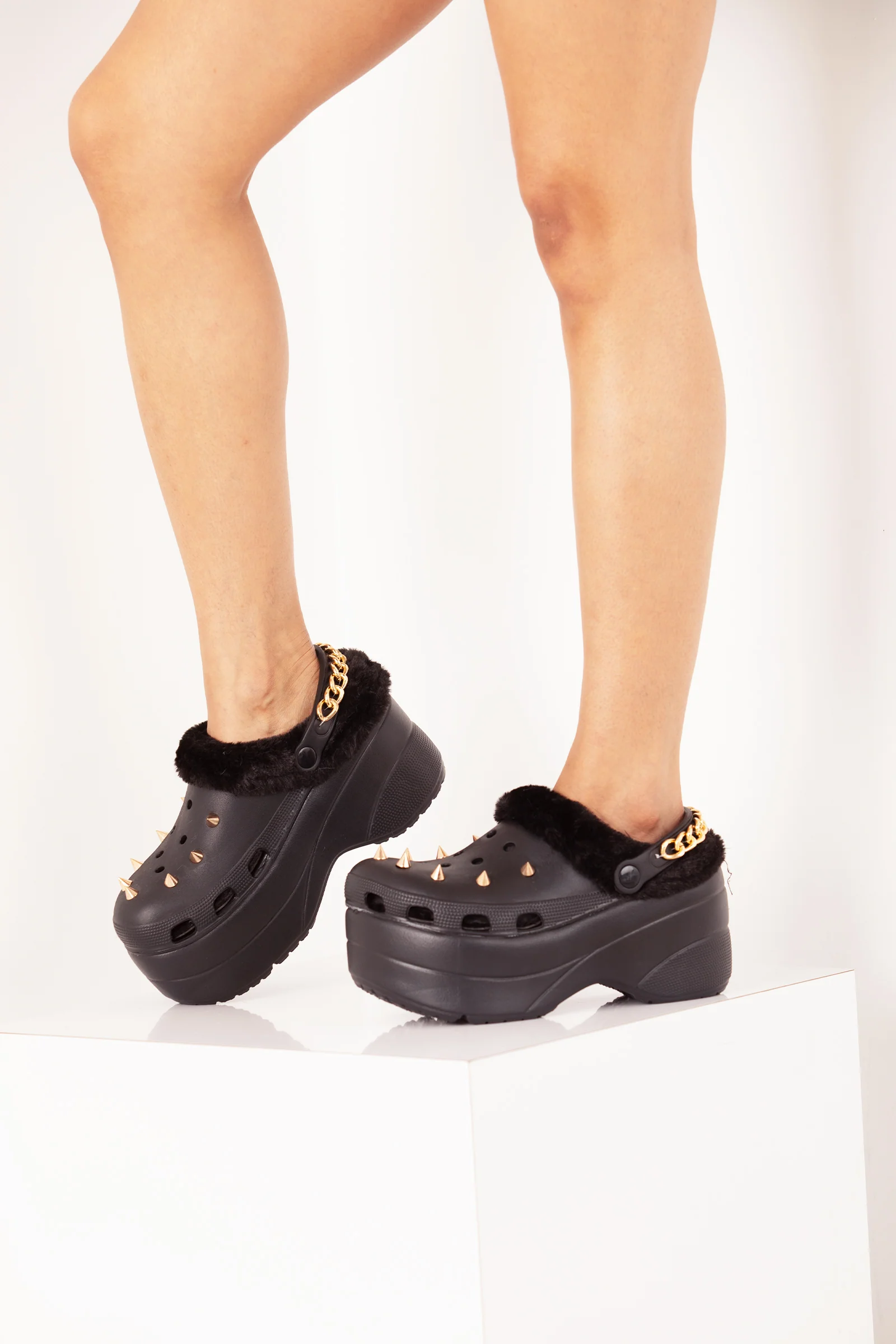 Platform Clog Slip On- Black