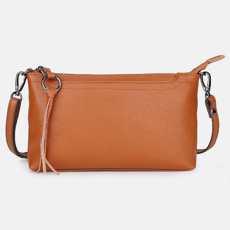 GenuineLeather Tassel Shoulder Crossbody Bag