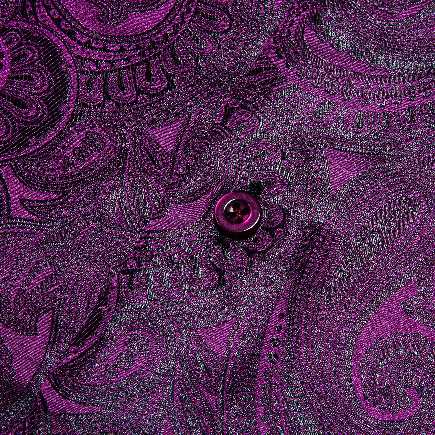 New Purple Luxury Paisley Pattern Silk Men's Long Sleeve Shirt