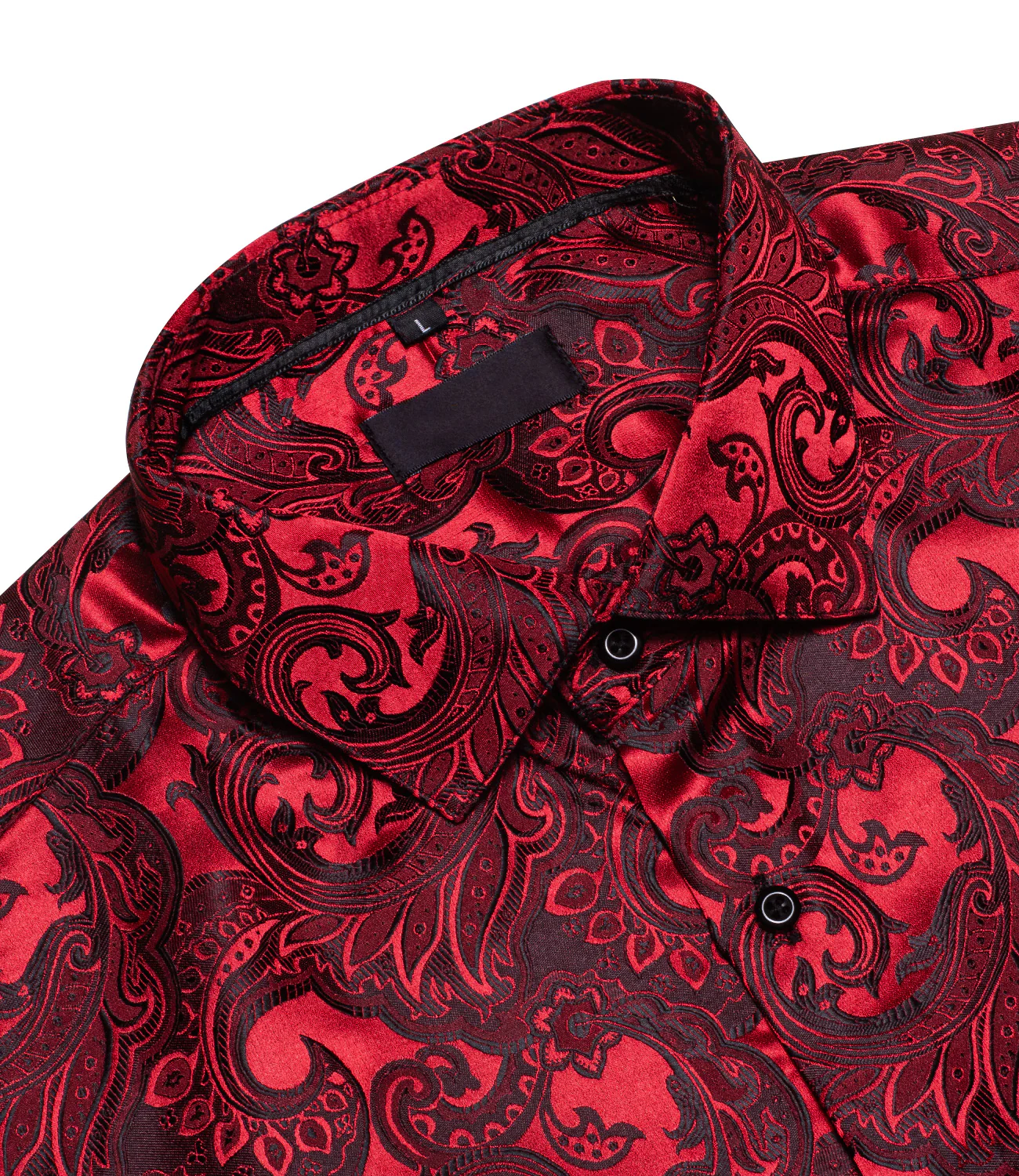 Darkred Paisley Silk Men's Long Sleeve Shirt