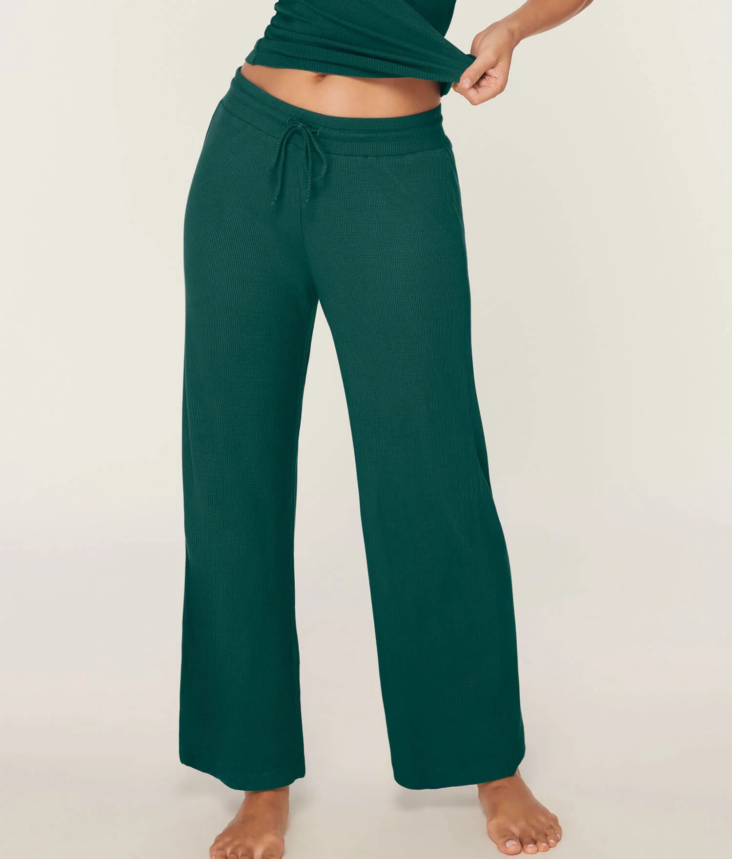 The Wide Leg Pant - Waffle - Fern