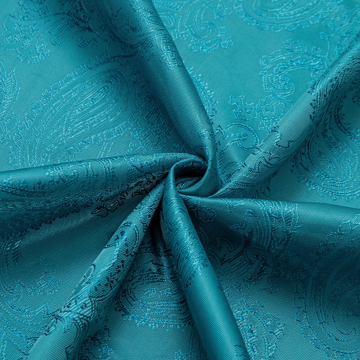 New Lake Blue Paisley Silk Men's Long Sleeve Shirt