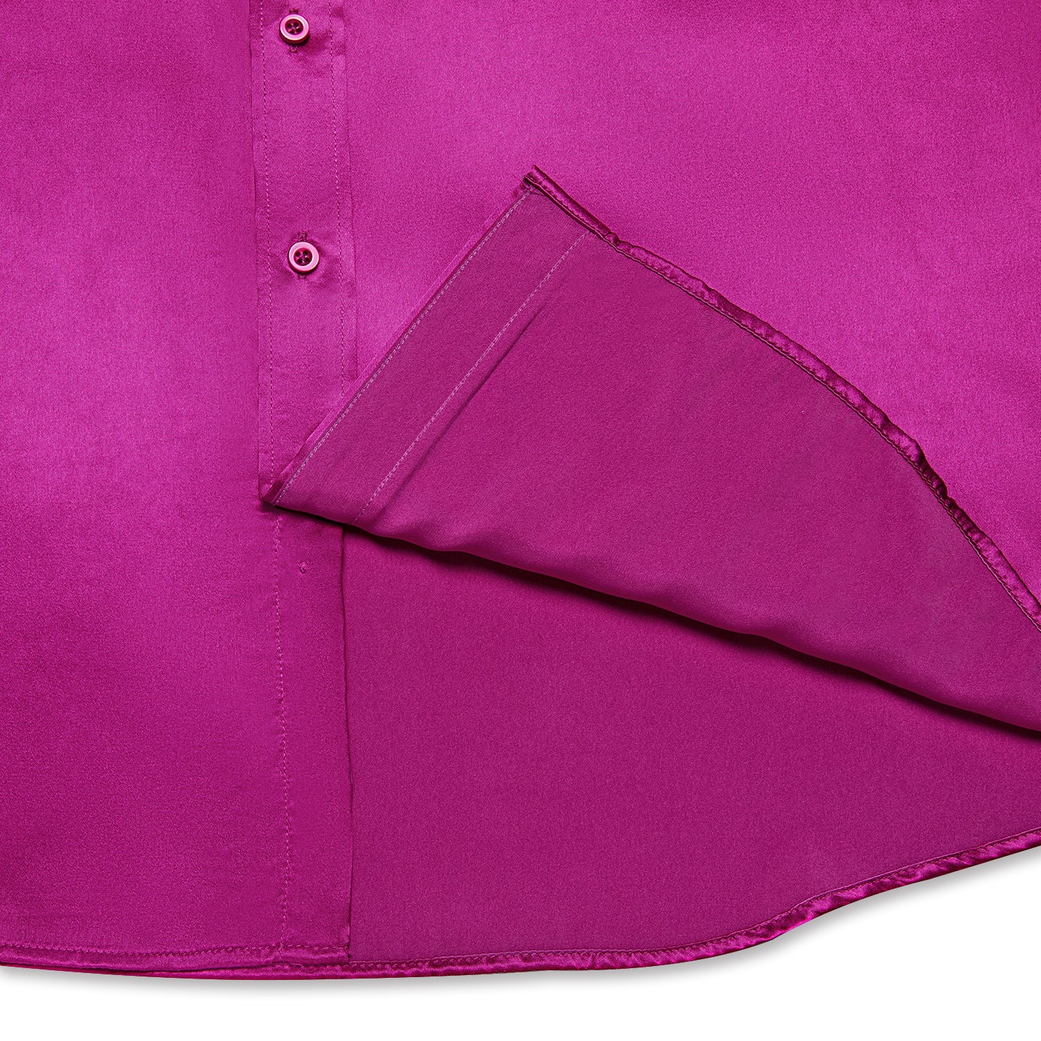 Red Violet Solid Satin Silk Men's Long Sleeve Business Shirt