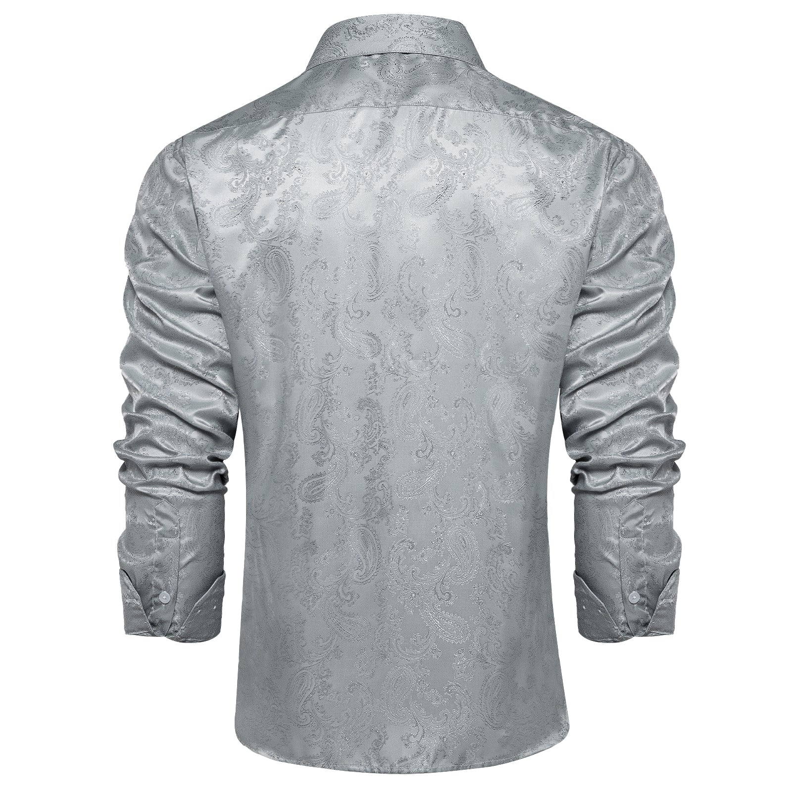 Light Grey Paisley Men's Long Sleeve Shirt