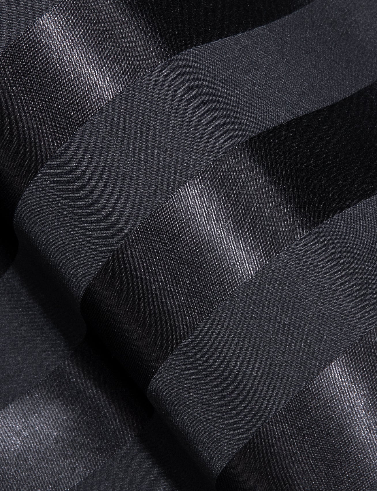 Black Striped Shiny Satin Men's Long Sleeve Shirt