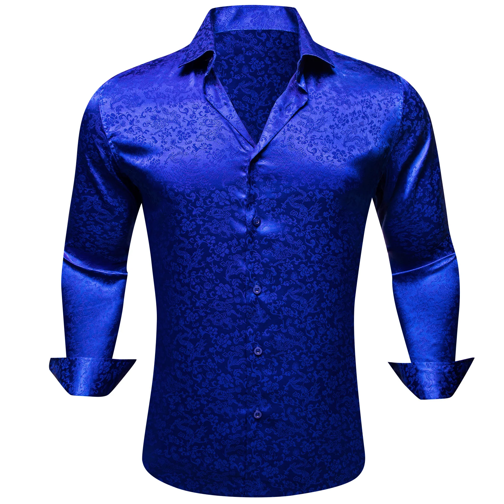 Klein Blue Floral Leaf Men's Long Sleeve Shirt