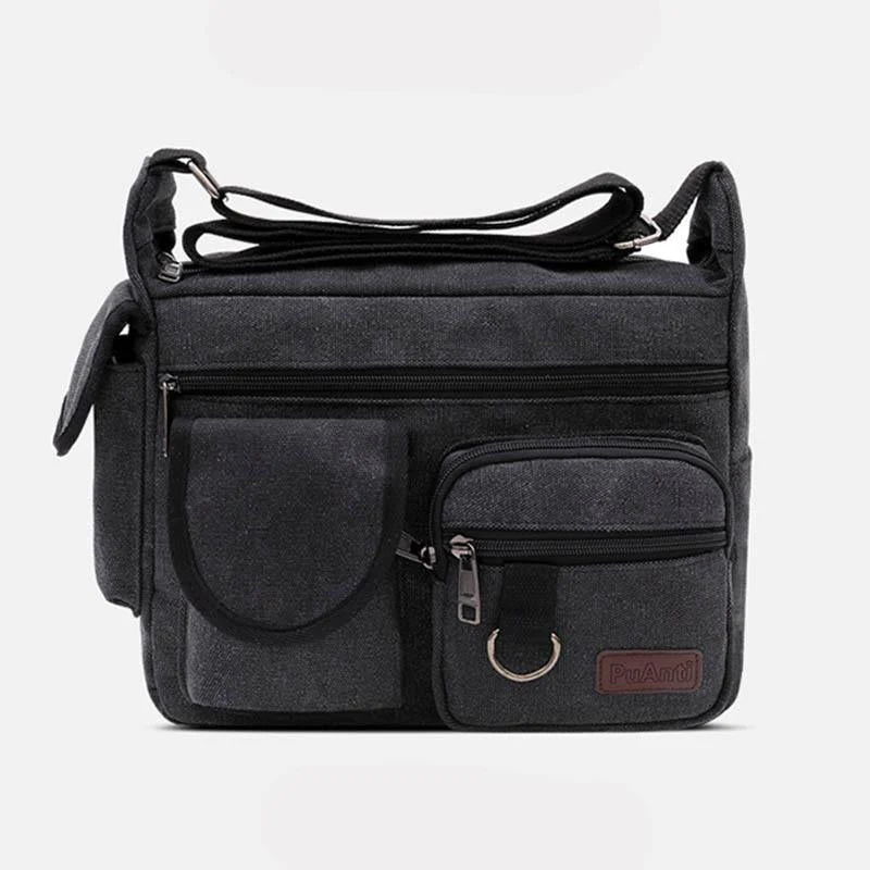 Canvas Multi-Pocket Retro Large Crossbody Bag