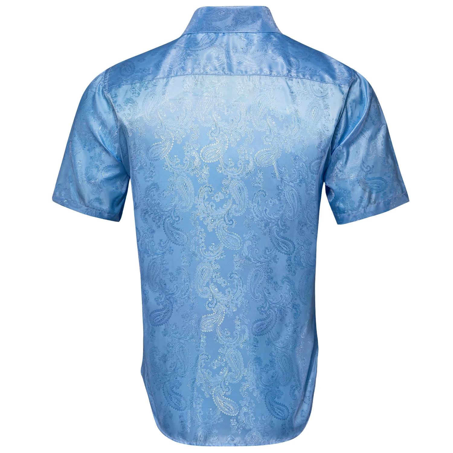 New Sky Blue Paisley Silk Men's Short Sleeve Shirt