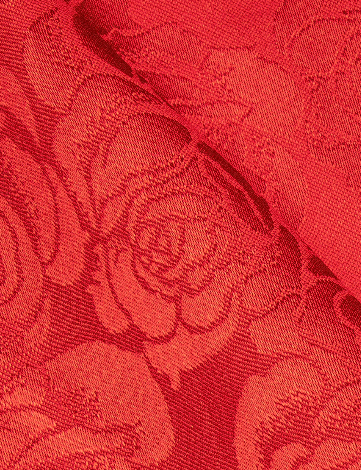 Pure Red Floral Rose Silk Men's Long Sleeve Shirt