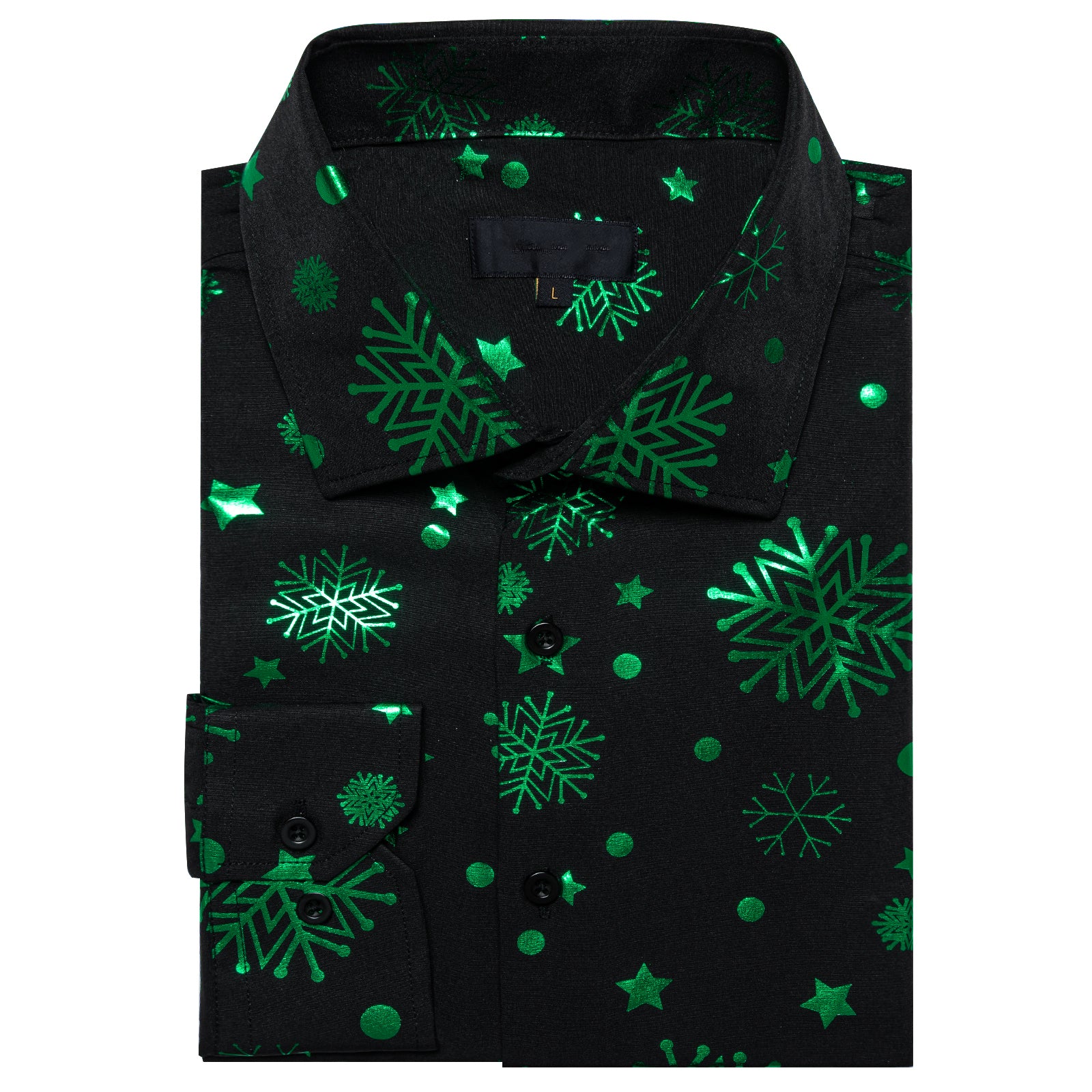 Black Green Snowflakes Long Sleeve Shirt Christmas