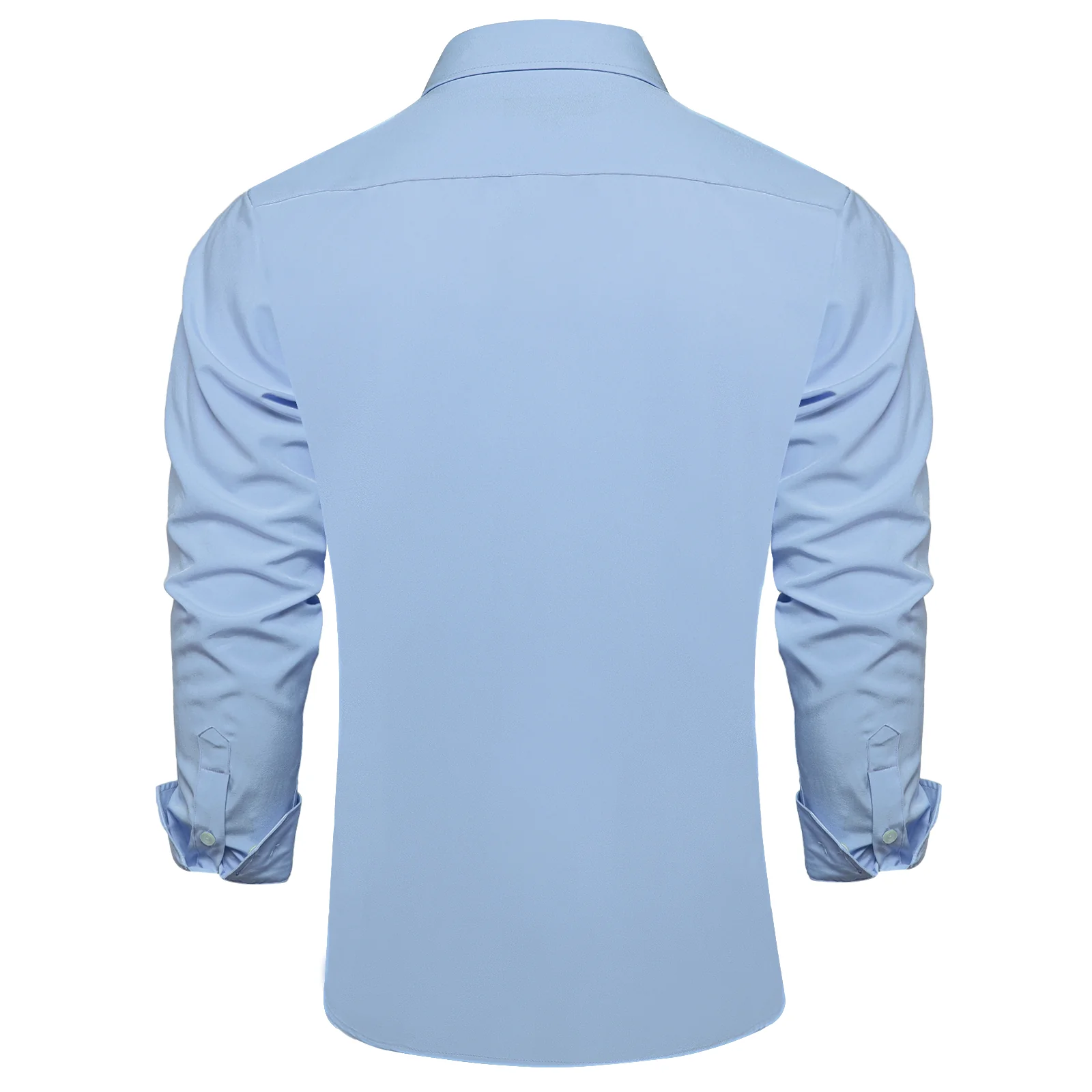 Sky Blue Solid Silk Men's Long Sleeve Business Shirt
