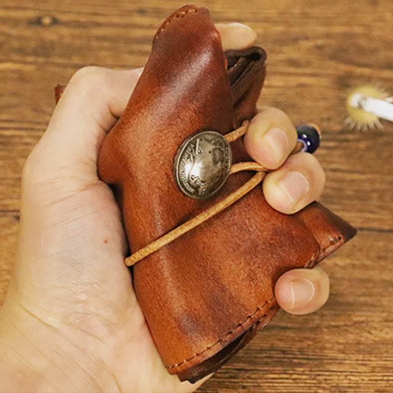 Retro Handmade Genuine Leather Card Holder Wallet for Men Women