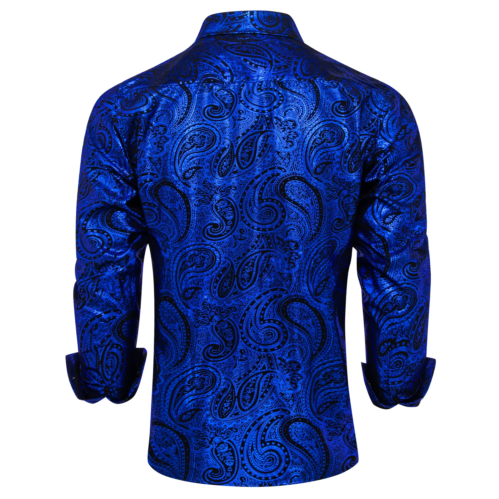 Klein Blue Black Paisley Hot Stamping Men's Long Sleeve Shirt