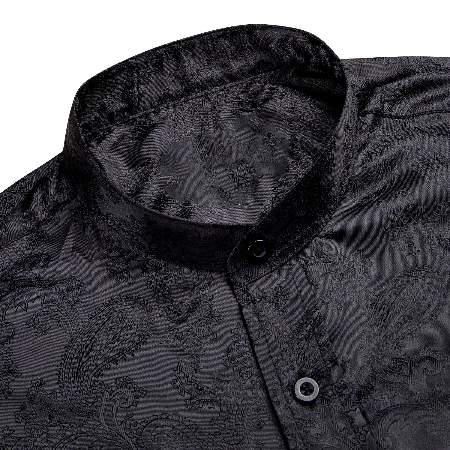 Black Paisley Silk Men's Short Sleeve Shirt