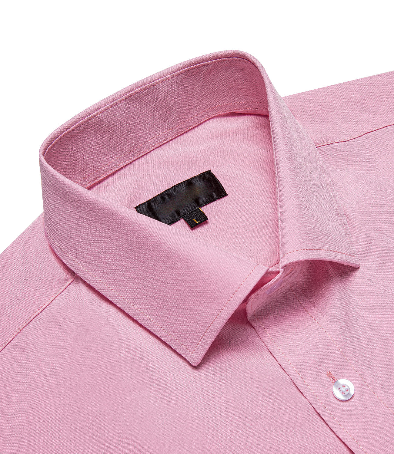 Petal Pink Solid Silk Men's Long Sleeve Business Shirt