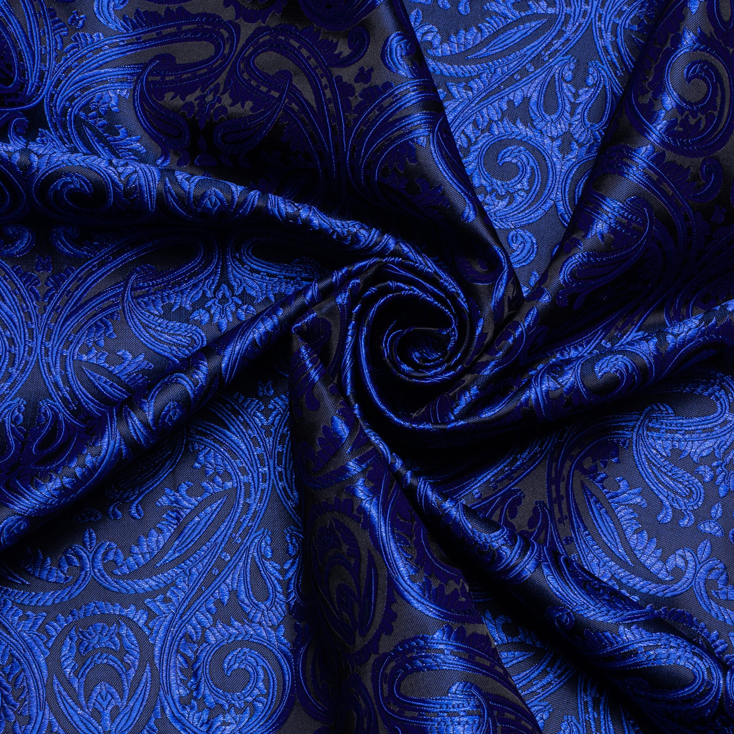 New Dark Blue Paisley Silk Men's Long Sleeve Shirt