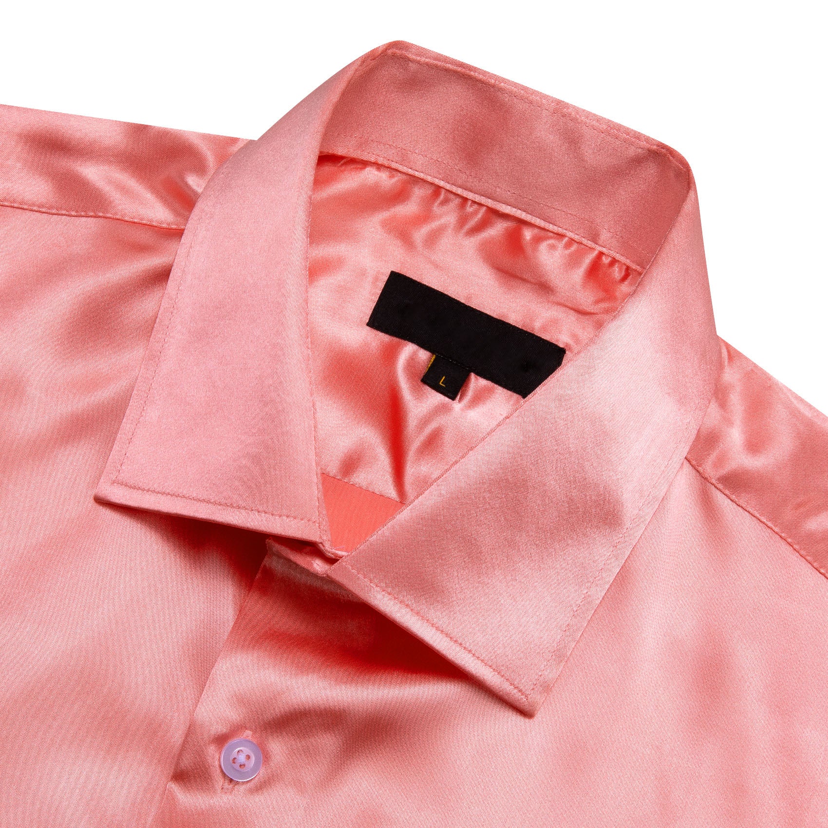 Pink Satin Solid Silk Men's Short Sleeve Shirt