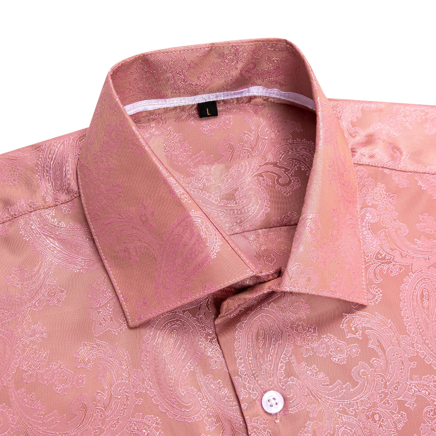 New Baby Pink Paisley Silk Men's Short Sleeve Shirt