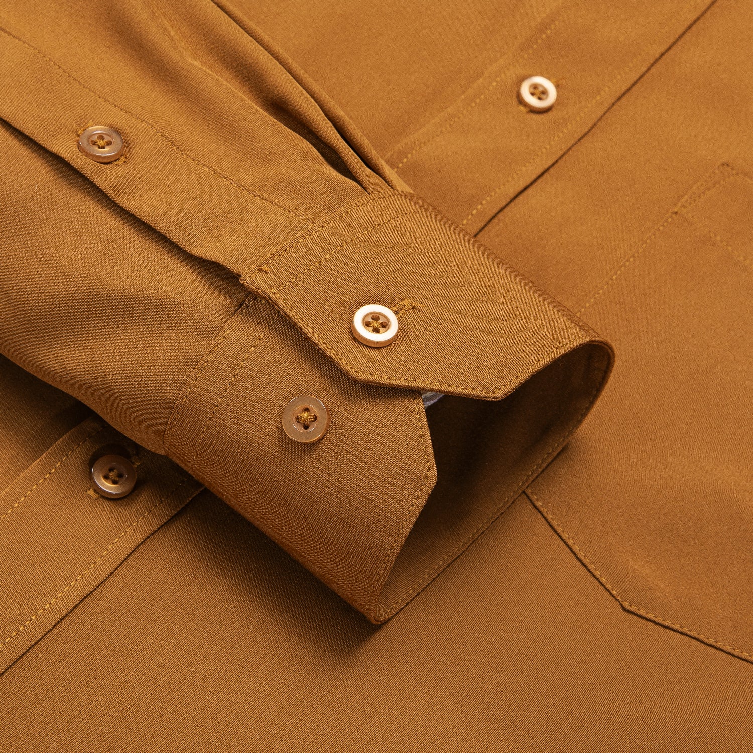 Deep Orange Solid Men's Long Sleeve Business Shirt