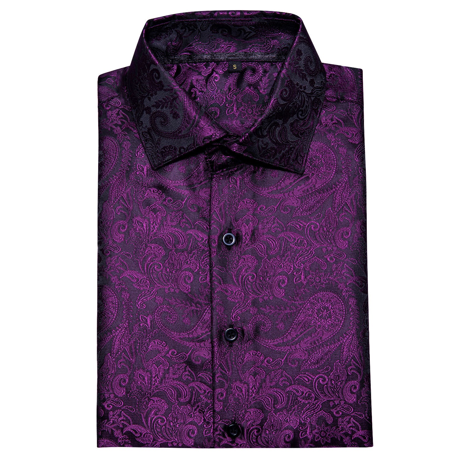 Deep Purple Paisley Silk Men's Short Sleeve Shirt