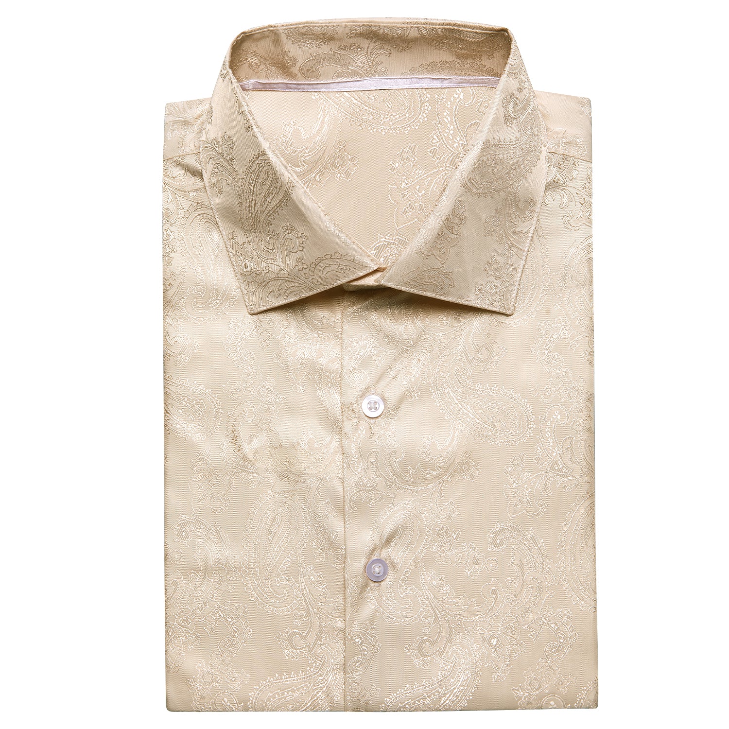 New Champagne Paisley Silk Men's Short Sleeve Shirt