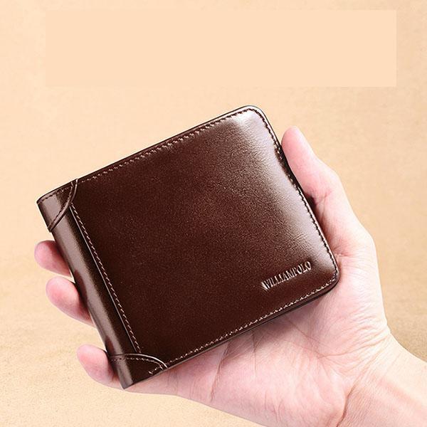 Large Capacity Trifold Genuine Leather Wallet