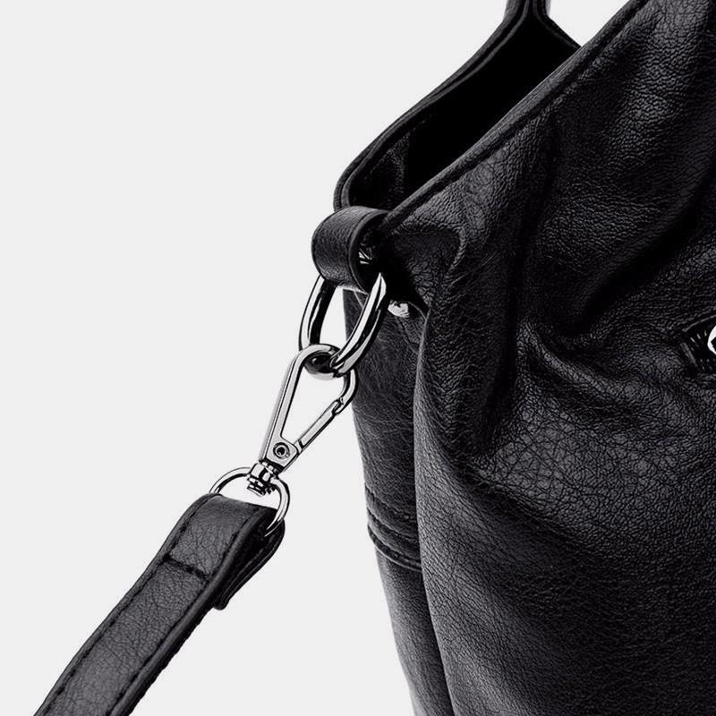 Soft Leather Handbags Stitching Solid Large Capacity Shoulder Bag